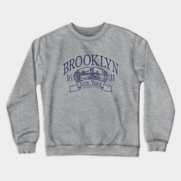 Brooklyn NY Vintage Distressed Retro Print Crewneck Sweatshirt by FireflyCreative